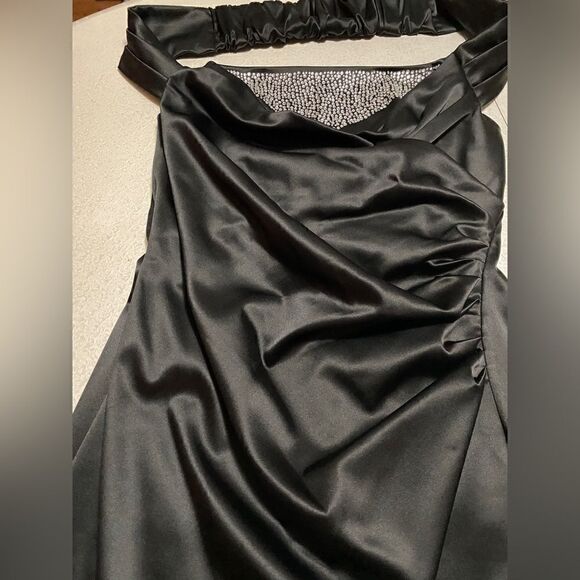 Maria Bonita Black Celebrity Dress Style Strap Shoulder Bodycon Pencil dress L - Picture 9 of 16